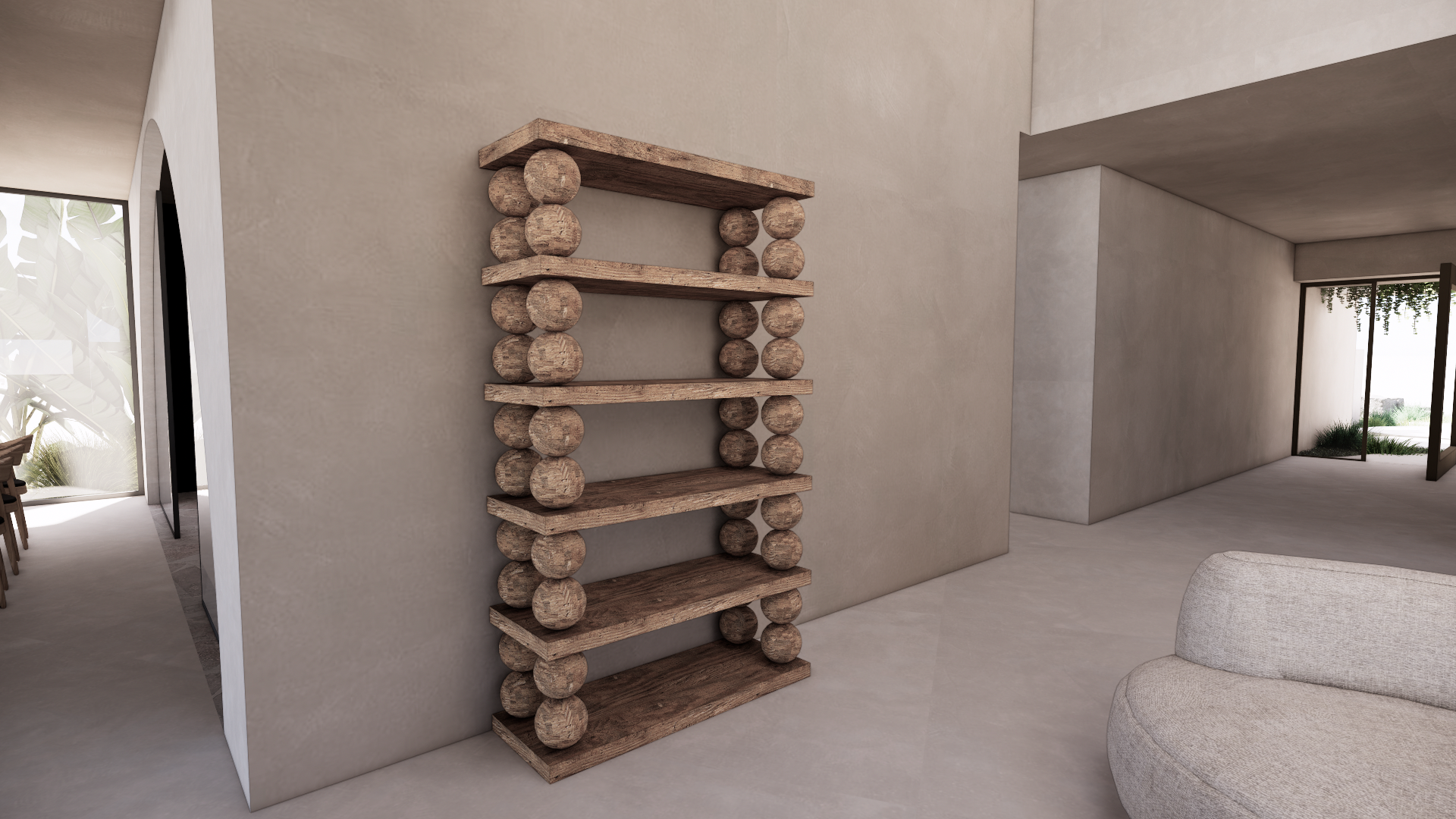 Natural Australian Blackwood Dark Wood Textured Finish Shelf Étagère Hallway Side