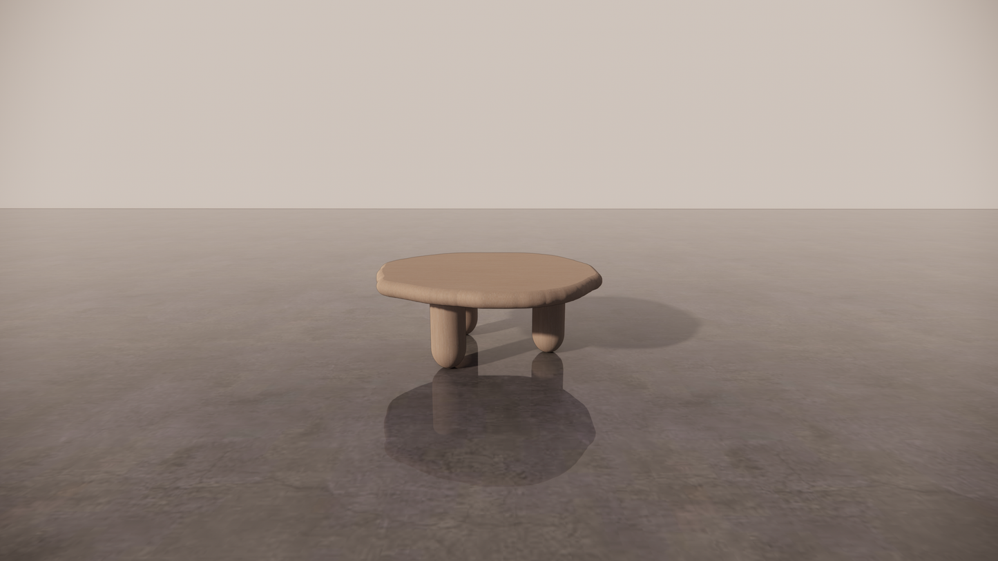 Natural Victorian Timber Light Wood Matte Organic Coffee Table Front