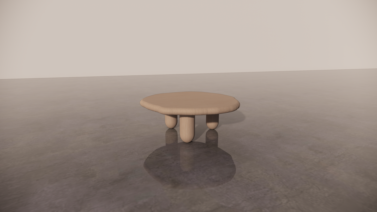Natural Victorian Ash Timber Light Wood Matte Organic Coffee Table Front