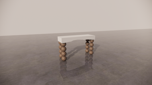 Natural Victorian Timber Dark Wood Satin Two Tone White Cream Console Table Front