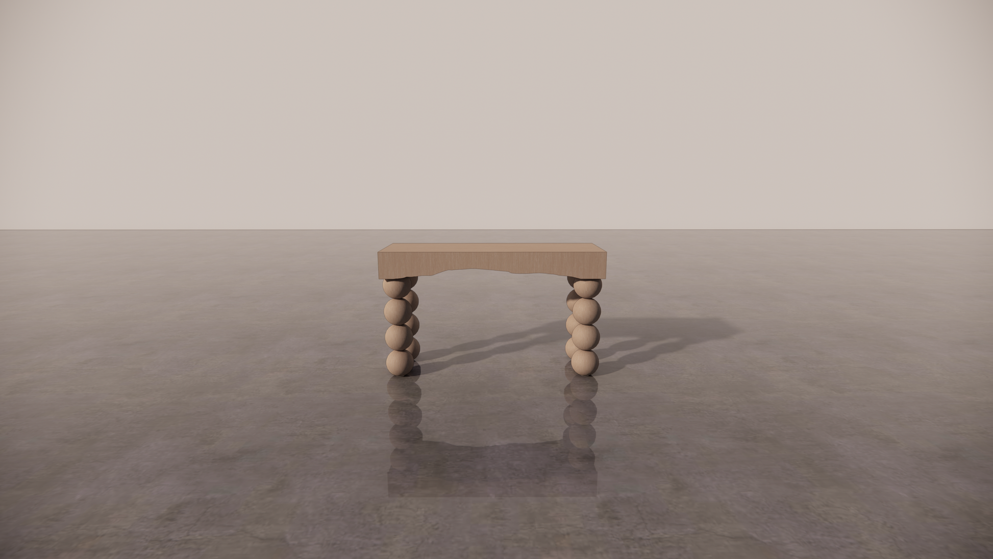 Natural Wood Victorian Ash Light Matte Timber Console Table Front
