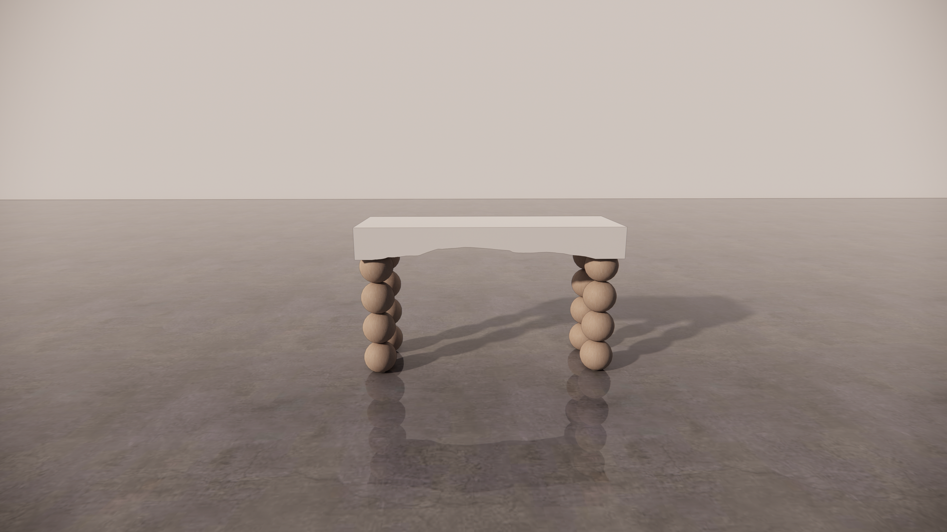 Natural Victorian Ash Light Matte Wood Two Tone White Cream Matte Tones Console Designer Table Front