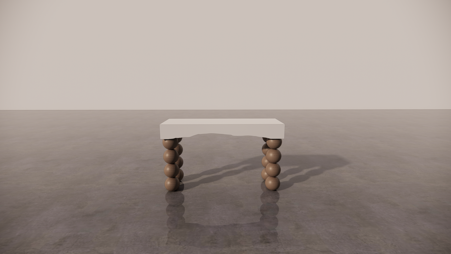 Natural Victorian Timber Dark Wood Satin Two Tone White Console Table Front
