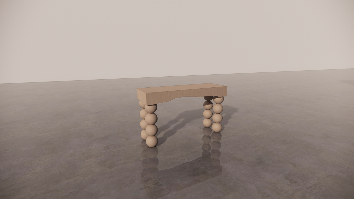 Natural Wood Victorian Ash Light Matte Timber Console Table Front