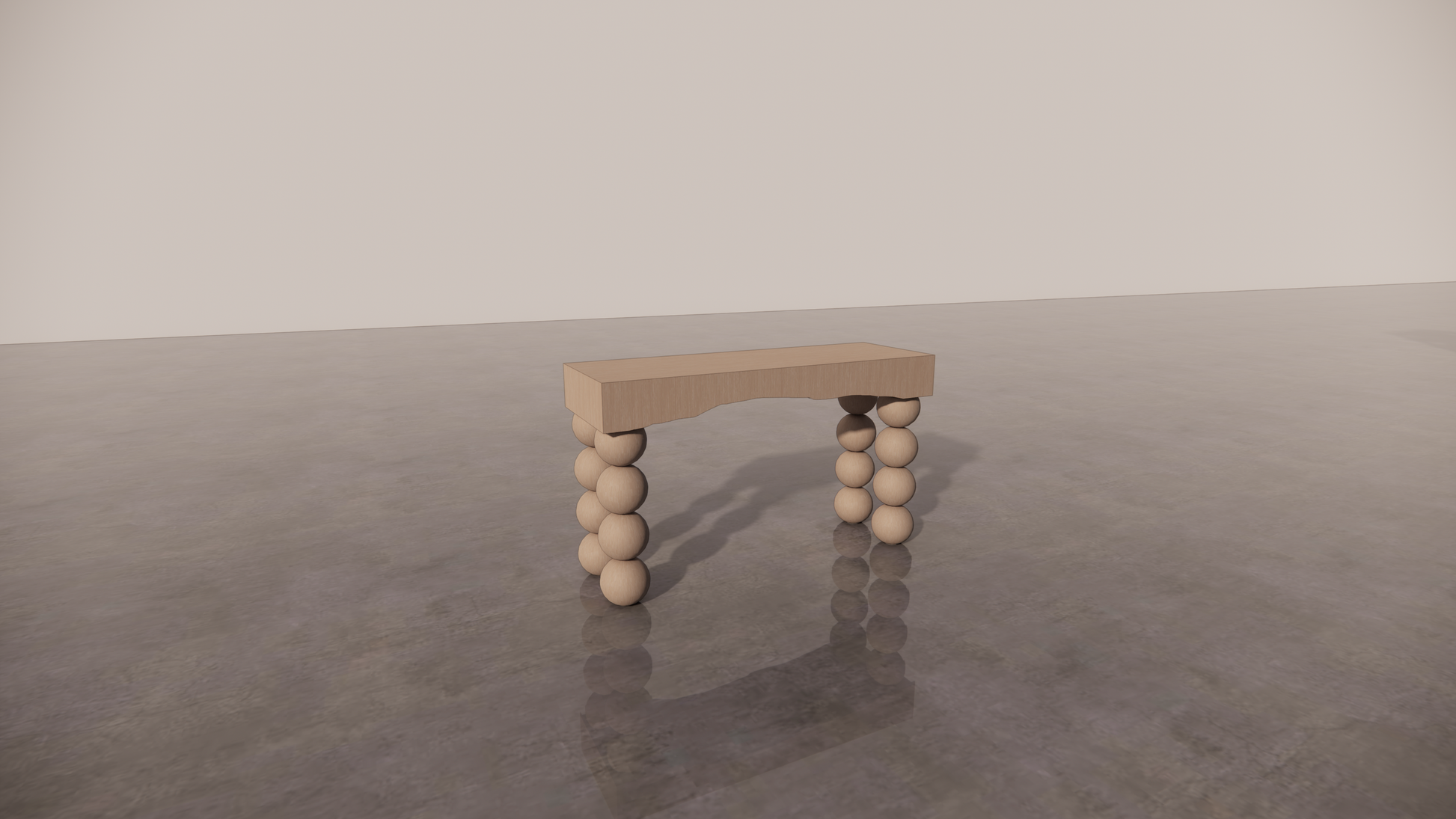 Natural Wood Victorian Ash Light Matte Timber Console Table Front