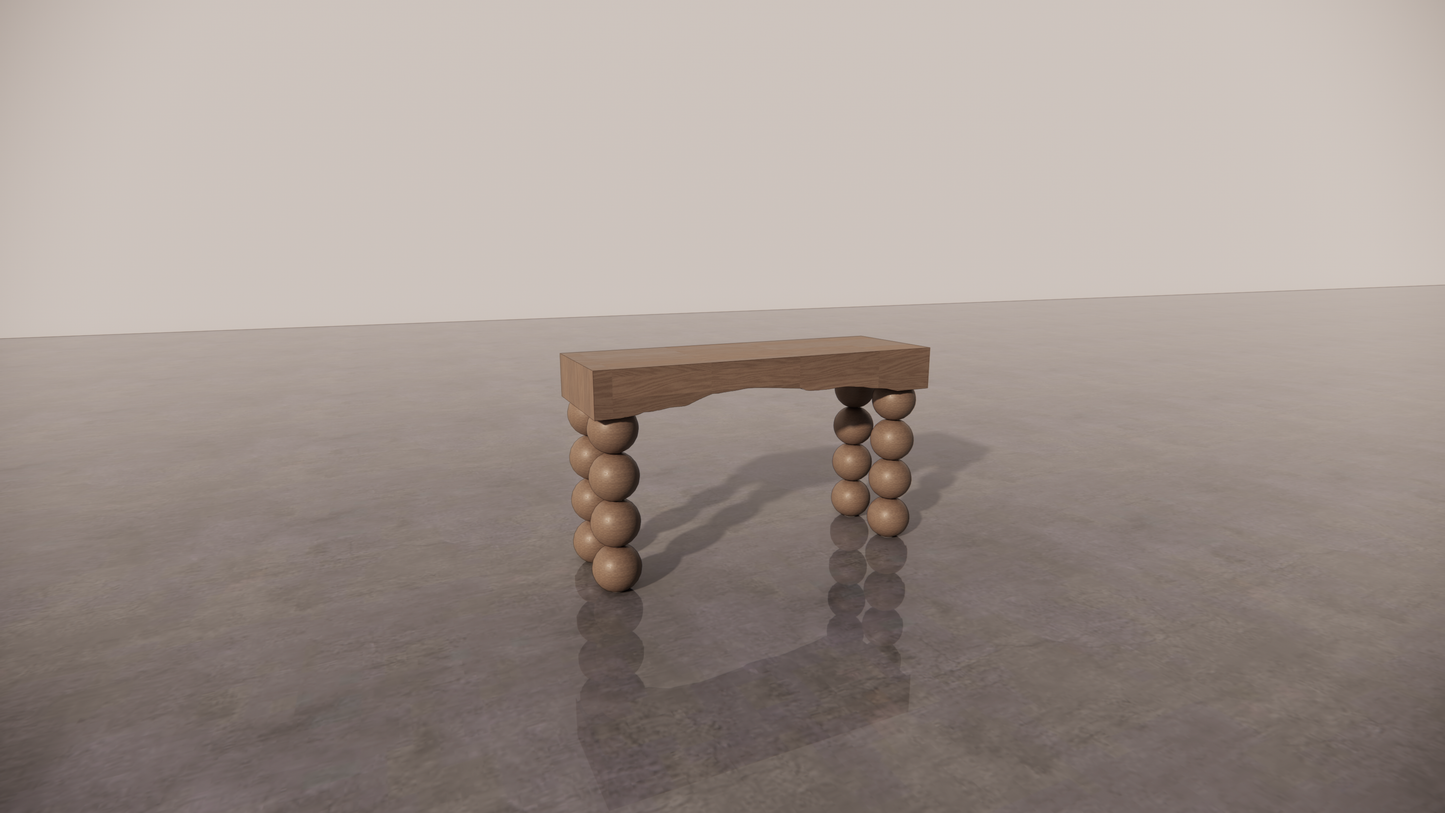 Natural Victorian Dark Wood Low Sheen Satin Finish Console Table Front