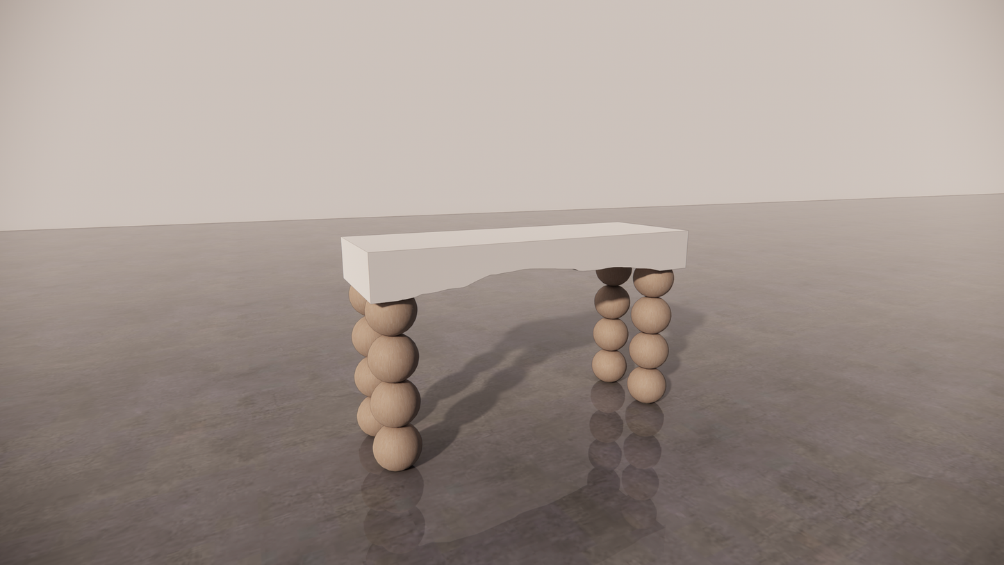 Natural Victorian Ash Light Matte Wood Two Tone White Cream Matte Tones Console Table Front