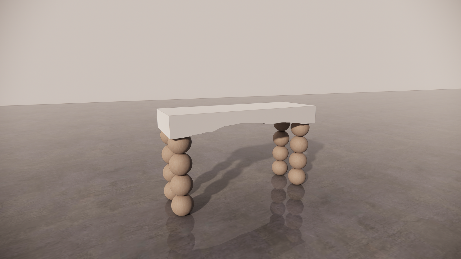 Natural Victorian Ash Light Matte Wood Two Tone White Cream Matte Tones Console Table Front