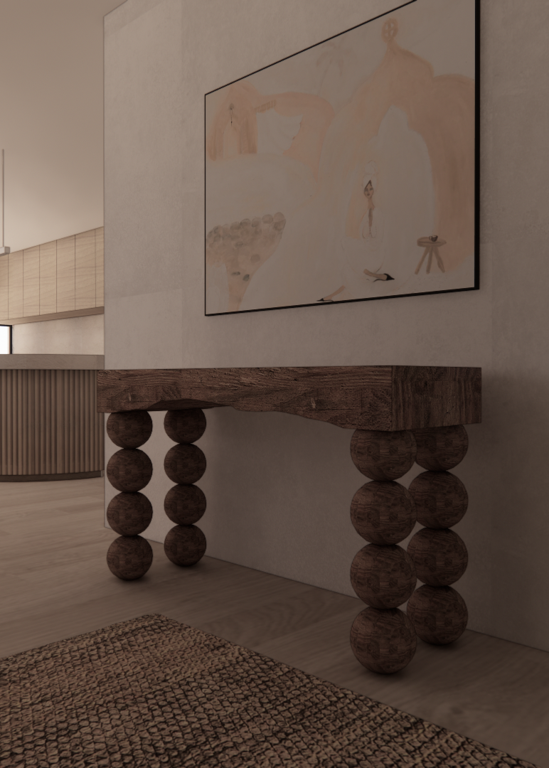 Natural Australian Blackwood Textured Wood Console Table Entry Living Side