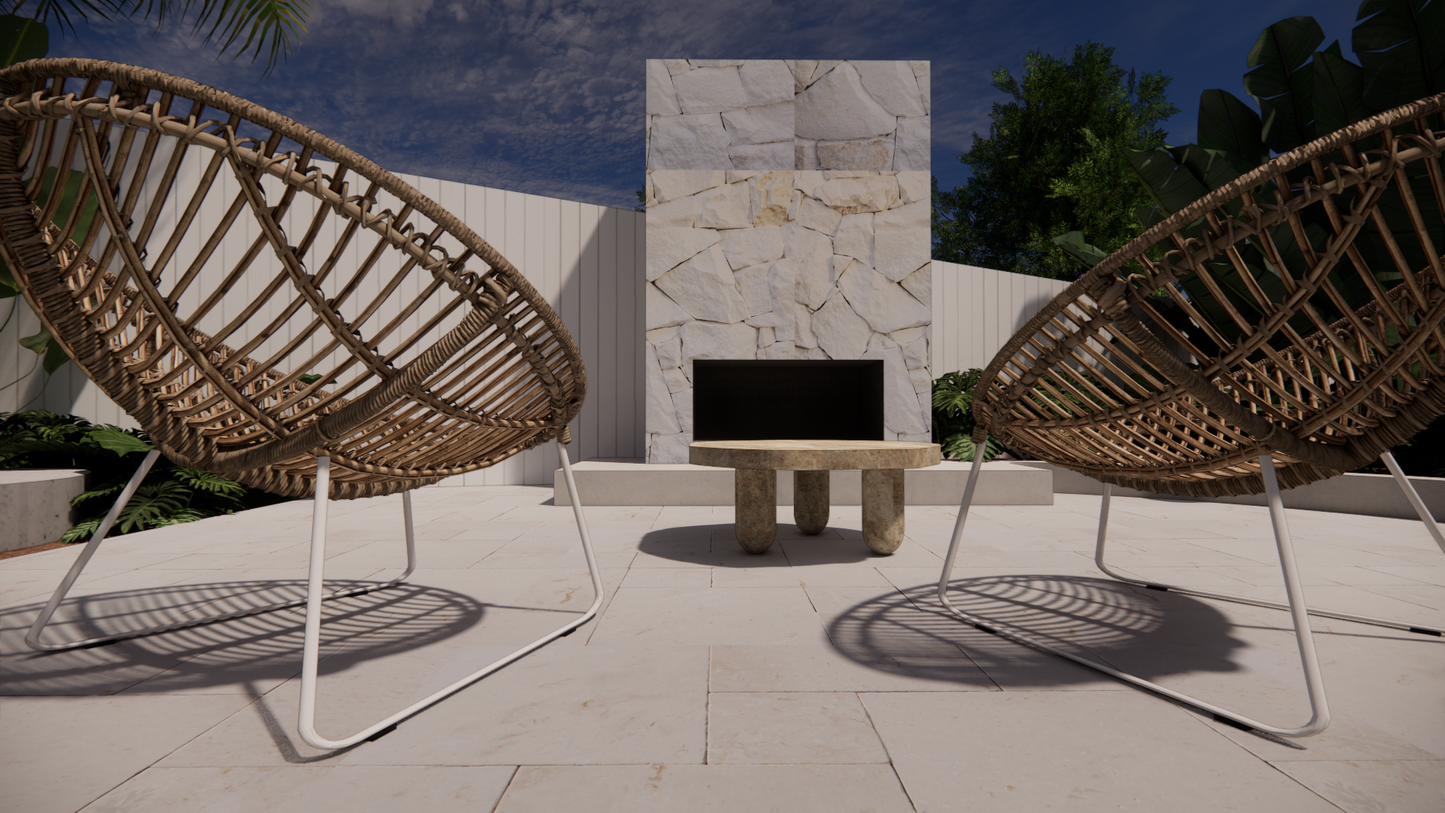Natural Stone Premium Silver-Brown Travertine Brown-Grey Textured Finish Organic Coffee Table Outdoor Exterior Living Courtyard Alfresco