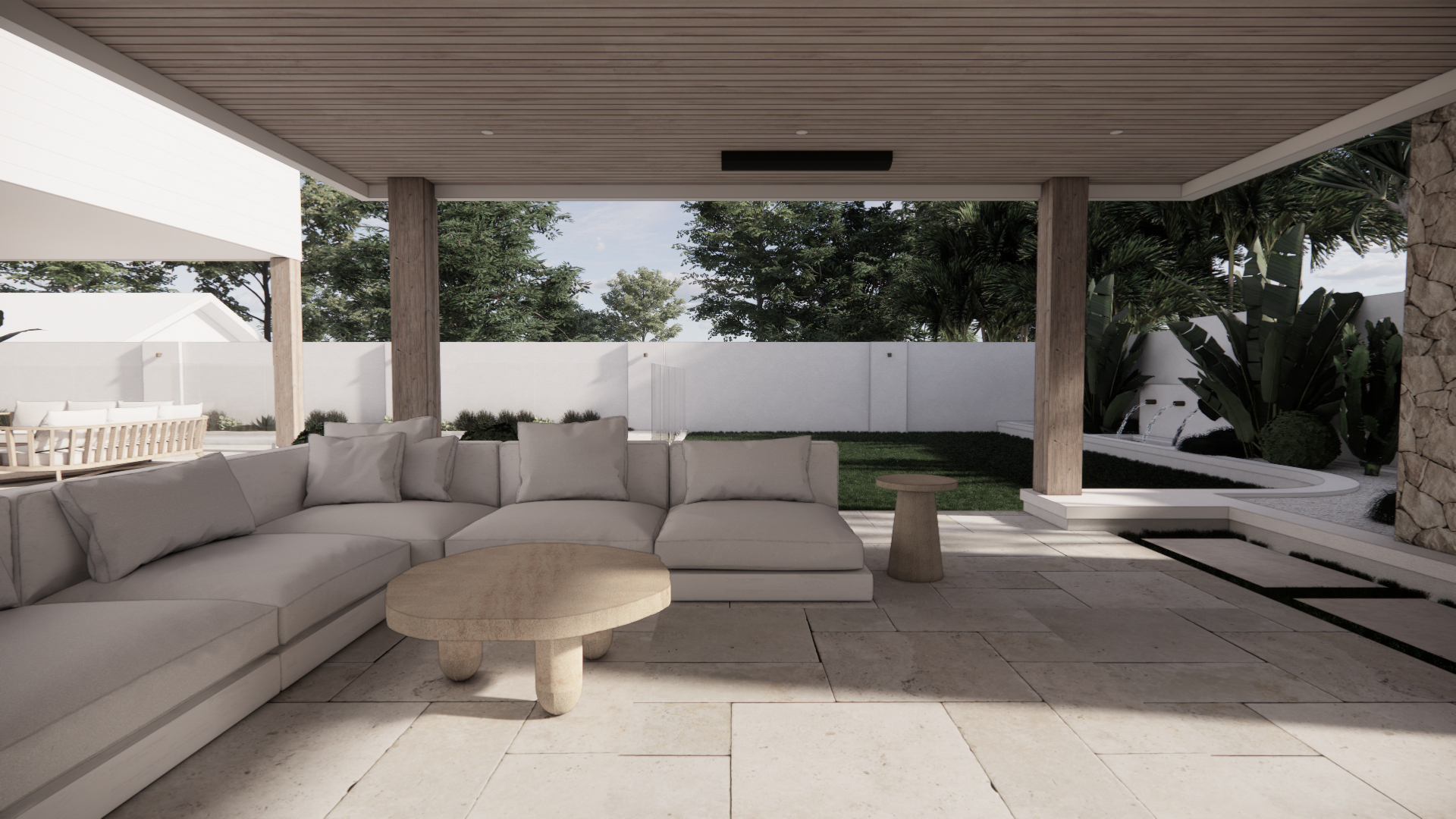 Limestone Natural Stone Textured Finish Organic Coffee Table Side Table Covered Patio Alfresco Garden Outdoor Living 
