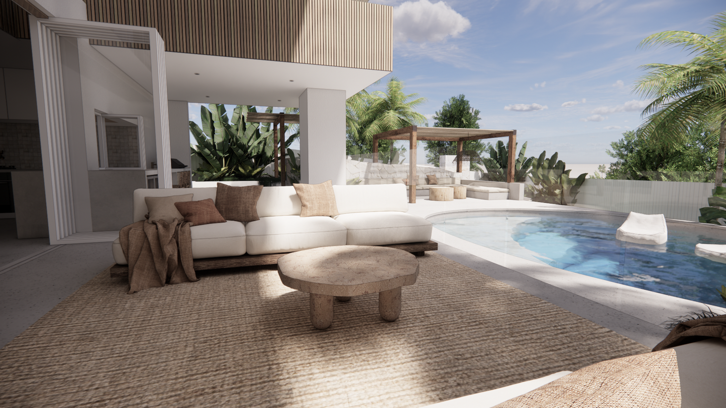 Natural Stone Pink Limestone Textured Finish Organic Coffee Table Living Outdoor Exterior Pool
