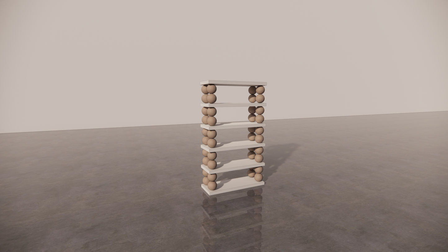Natural Victorian Ash Light Matte Wood Two Tone White Cream Matte Shelf Étagère Front
