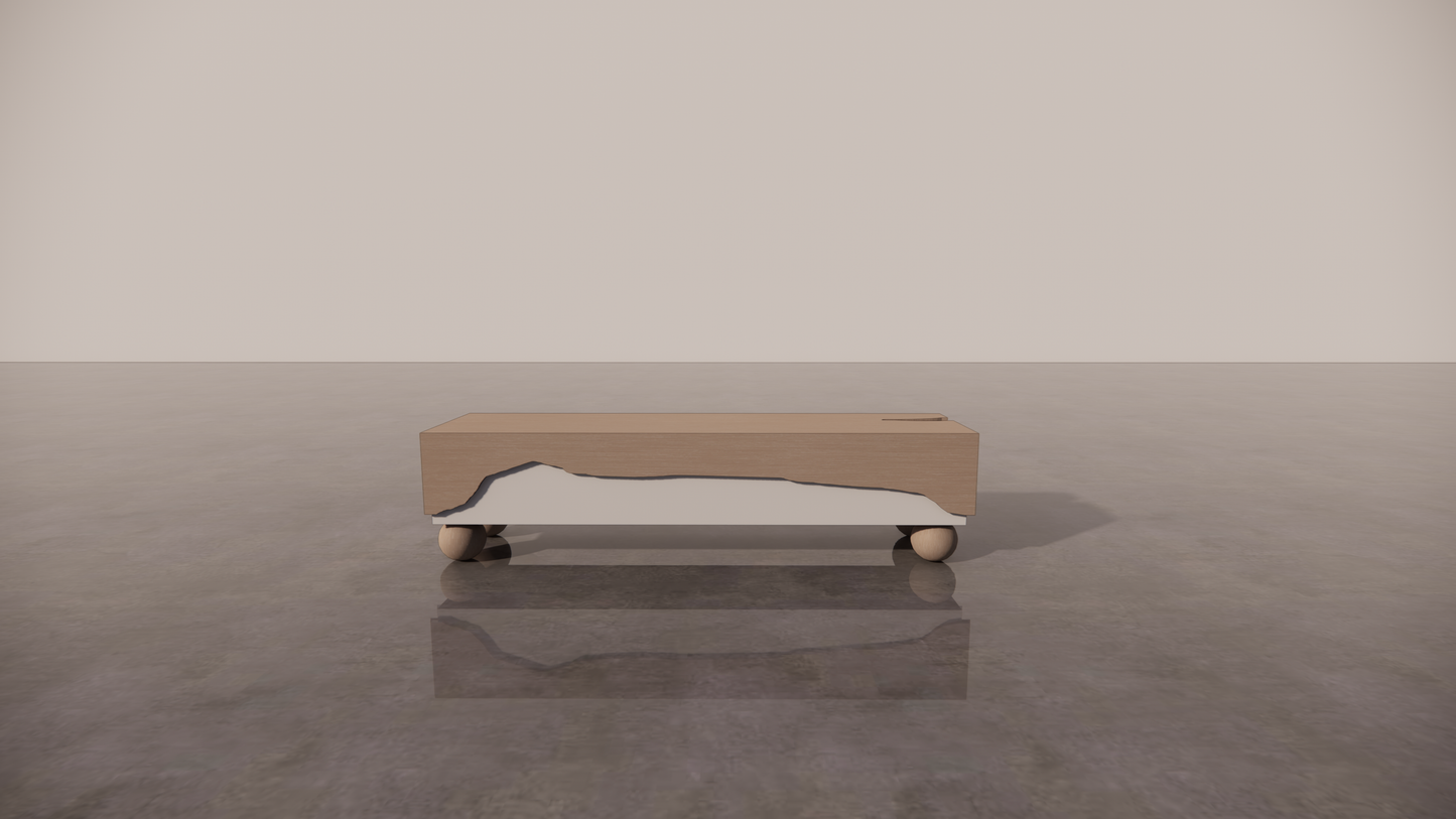 Natural Matte Wood Victorian Ash Two Tone White Cream Matte Light Timber Finish TV Unit Front