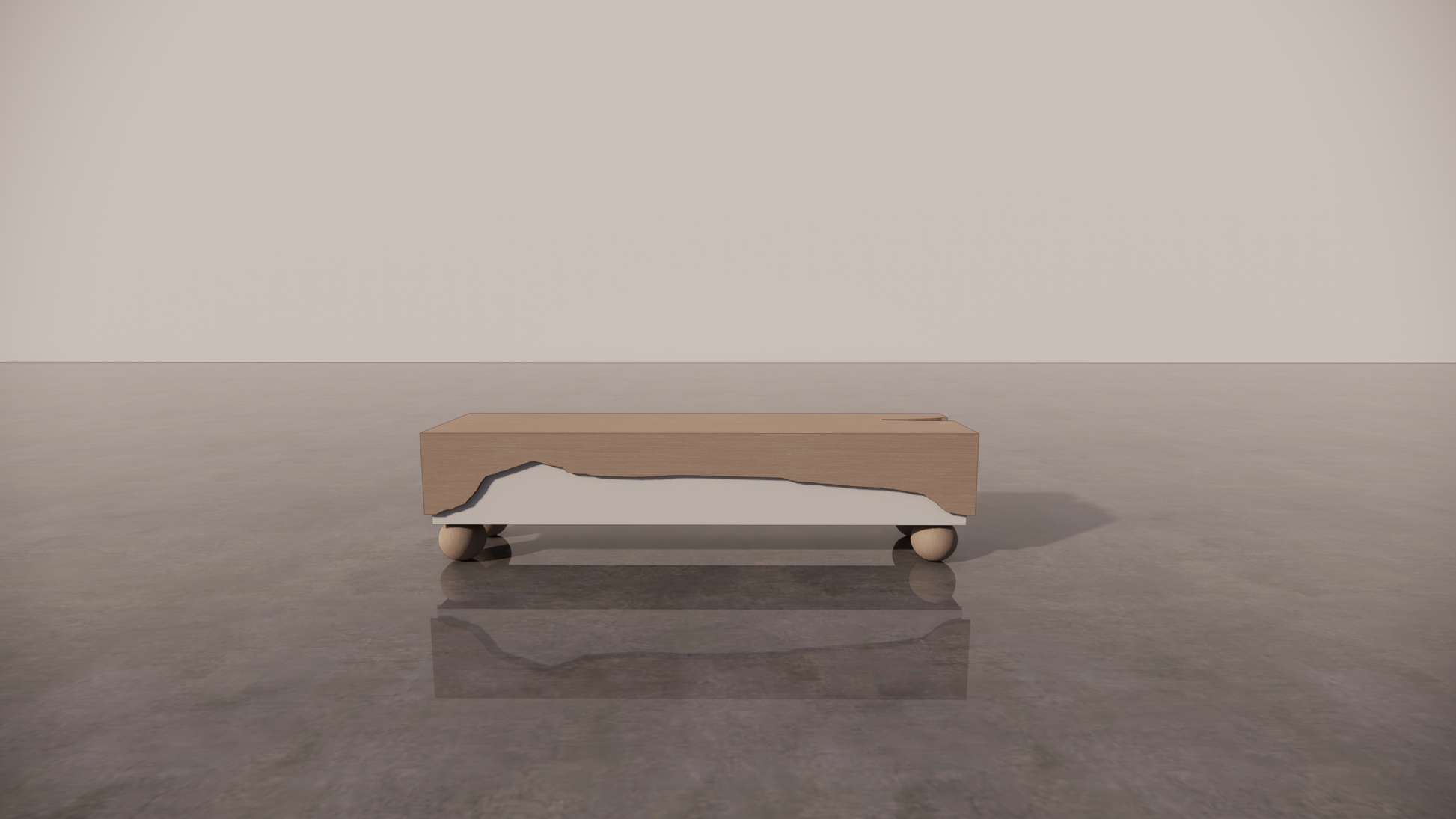 Natural Matte Wood Victorian Ash Two Tone White Cream Matte Light Timber Finish TV Unit Front