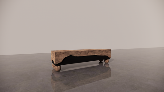 Natural Wood Australian Blackwood Two Tone Textured Dark Timber With Satin Low Sheen Black Finish TV Unit Front